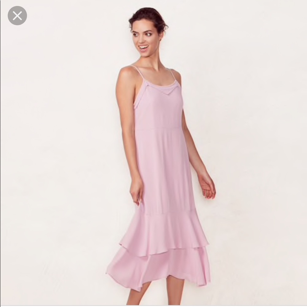 LC Lauren Conrad “Dawn Pink” Tiered slip dress